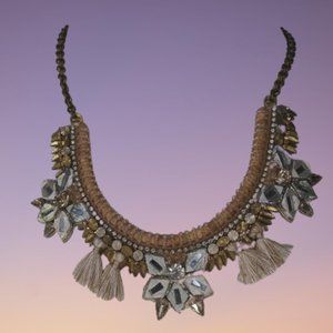 Deepa necklace by Deepa Gurnani Bollywood boho necklace with suede backing